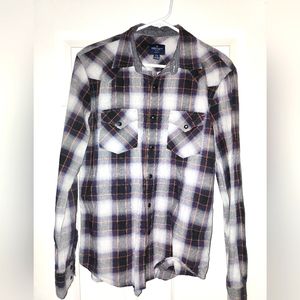 American Eagle snap button dress shirt gray/multi color